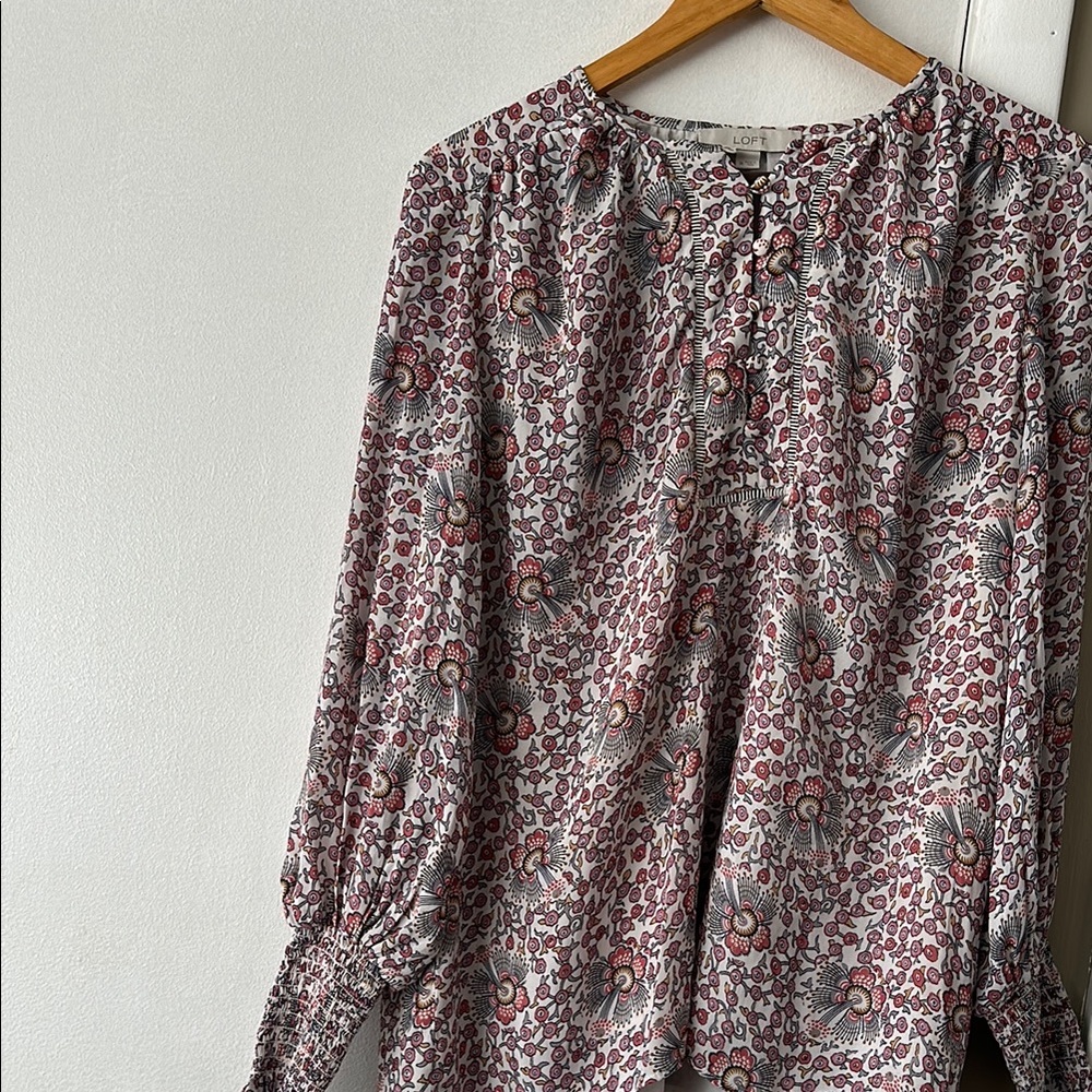 Floral Print Women's Top - Pink and White